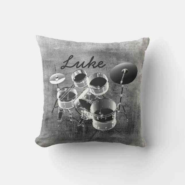 Drum Set / Personalized Gift for Drummers Outdoor Pillow (Front)