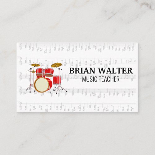 Drum Set  Piano Logo  Pianist Business Card