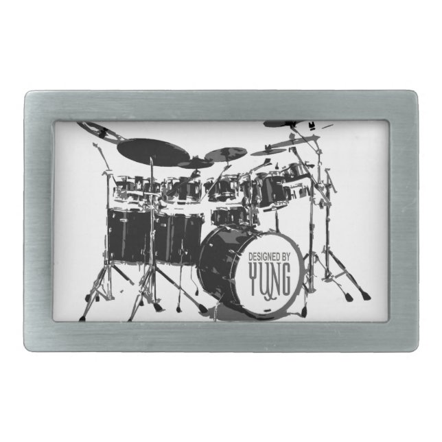 Drum Set Rectangular Belt Buckle (Front)