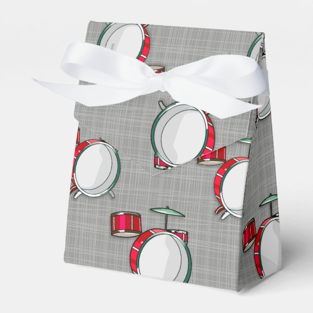 Drum Set; Red Drums Favor Boxes (Front Side)