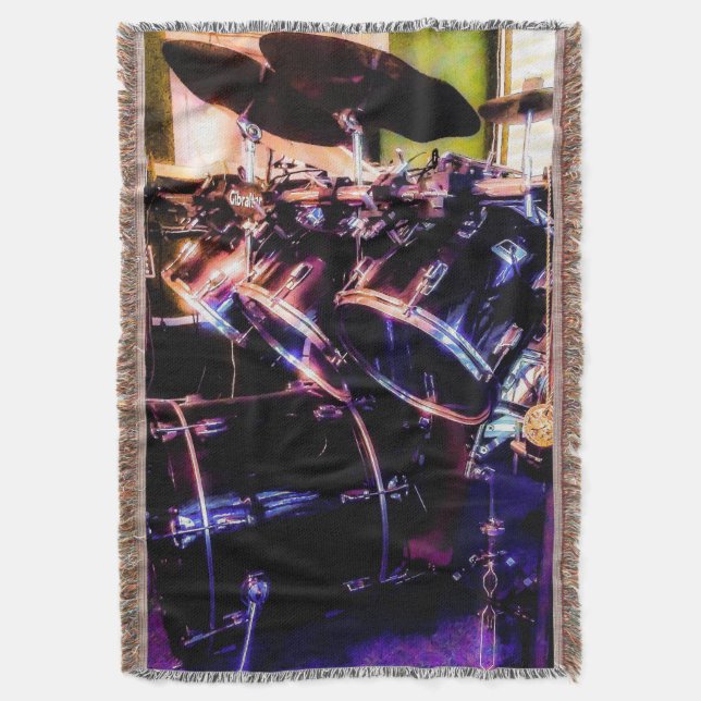 Drum Set Throw Blanket (Front Vertical)