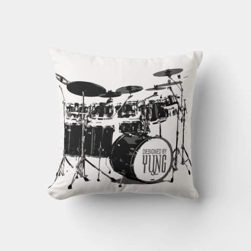 Drum Set Throw Pillow