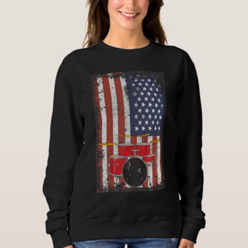 Drum Set Usa American Flag 4th Of July Patriotic D Sweatshirt