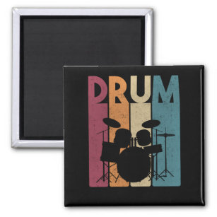 Drum Set Vintage Rock Music Retro Drummer Magnet