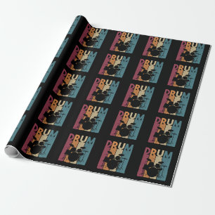 Drum Set Vintage Rock Music Retro Drummer Wrapping Paper