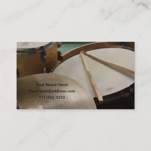 Drum Setcymbals and sticks 2 sided Business Card