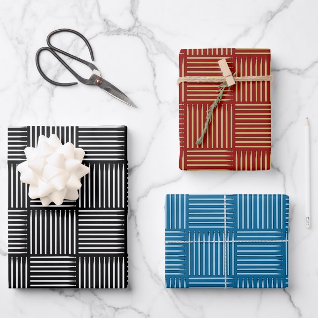 Drum Stick Crosshatch  Wrapping Paper Sheets (Front)