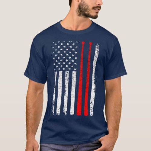 Drum sticks on a vintage American flag For Drummer T_Shirt