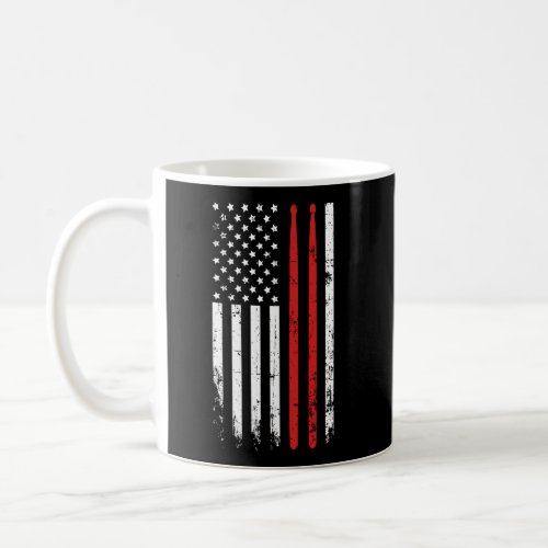 Drum Sticks On Vintage American Flag Design For Dr Coffee Mug