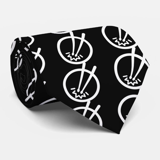 Drum Strikes Pictogram Neck Tie (Rolled)