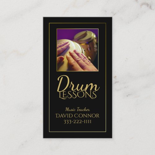 Drum Teacher Drummer Classic Black Business Card