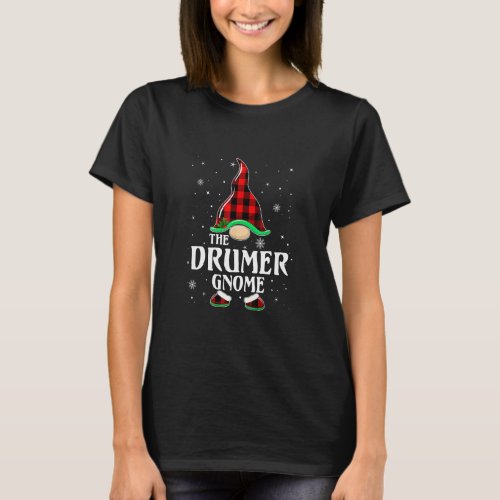 Drumer Gnome Buffalo Plaid Matching Family Christm T_Shirt