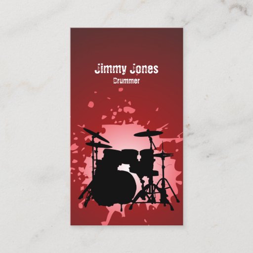 Customizable Drumkit Silhouette Splatter Red Business Card
