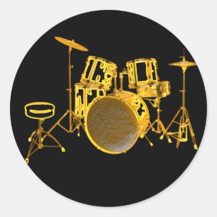 Drumkit - Yellow Classic Round Sticker