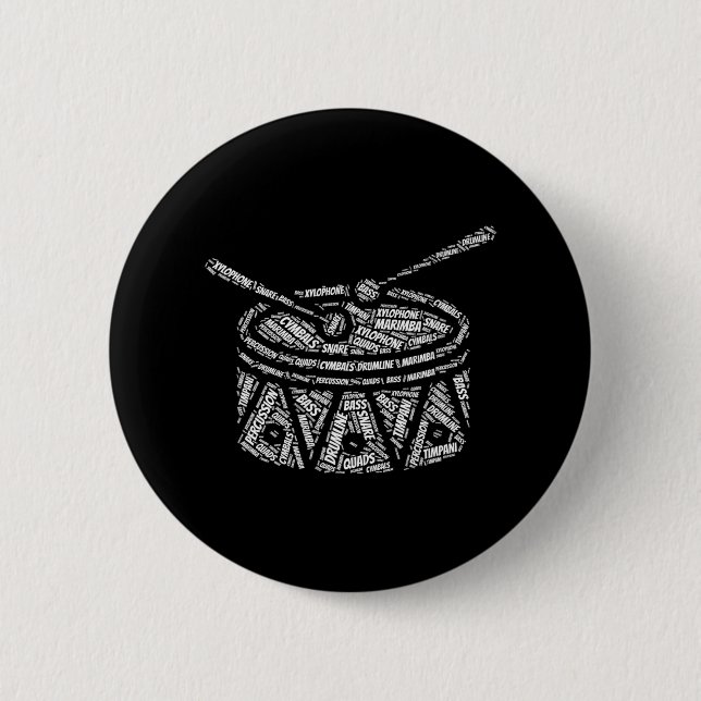 Drumline Marching Band Percussion Drummer Button (Front)