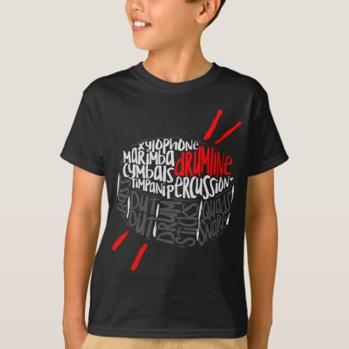 Drumline Marching Band Word Cloud Art T_Shirt