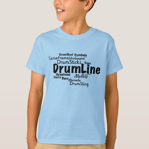 Drumline Word Cloud Black Text T_Shirt