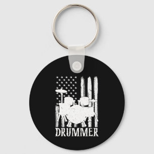 drummer American Flag Keychain