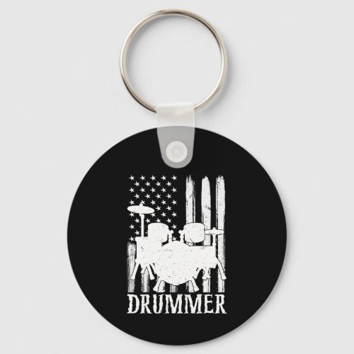 drummer American Flag  Keychain