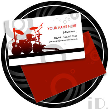 Drummer And Guitars Rings Business Card by identica at Zazzle