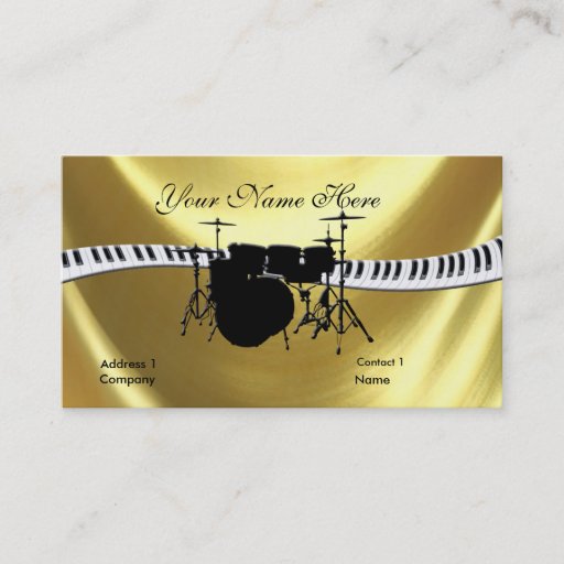 Customizable Drummer and Keyboardb Gold Business Card Templates