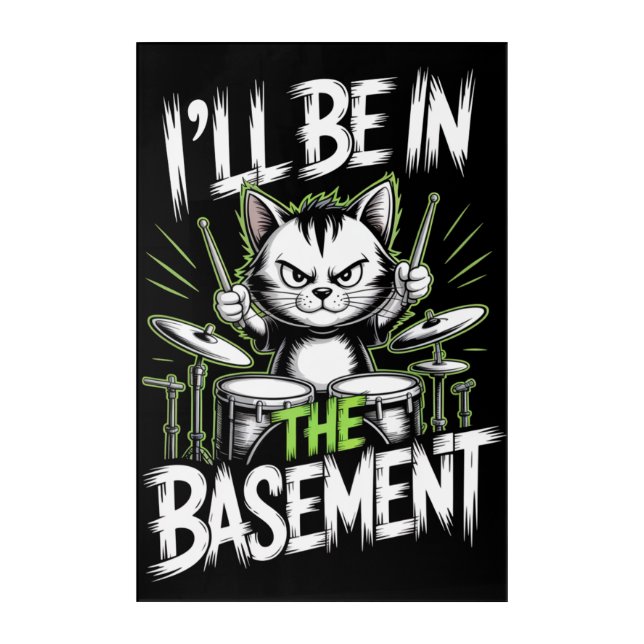 Drummer At The Basement Acrylic Art (Front)