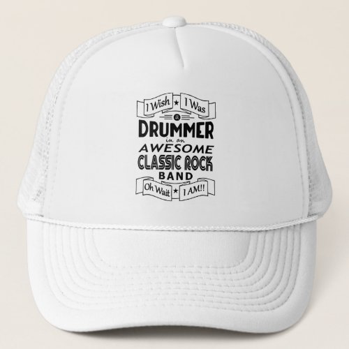DRUMMER awesome classic rock band blk Trucker Hat