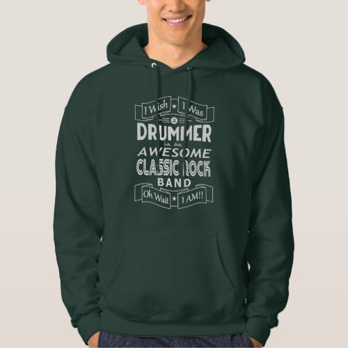 DRUMMER awesome classic rock band wht Hoodie