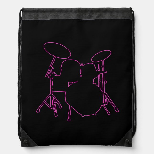Drummer Back Pack with Pink Drum Kit Drumming Bag (Front)
