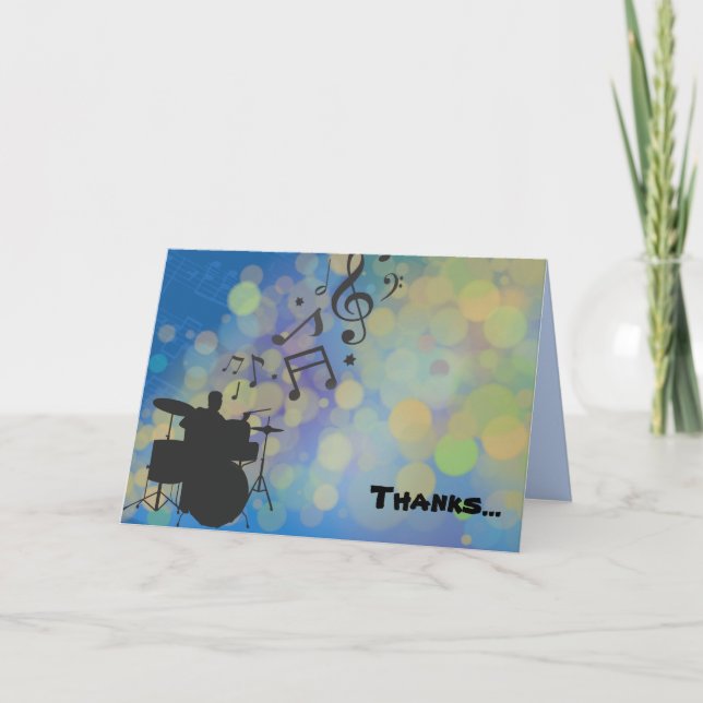Drummer Bar Mitzvah Folded Thank You Card (Front)