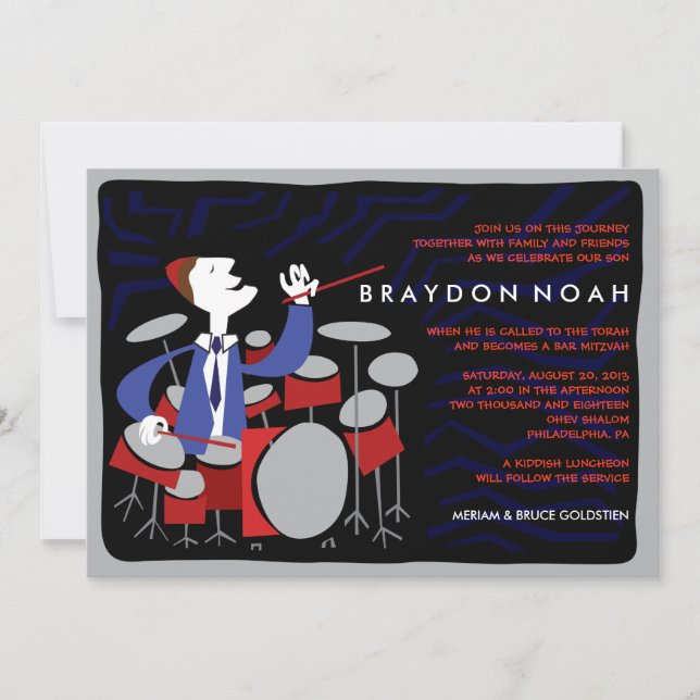 DRUMMER Bar Mitzvah Invitation (Front)