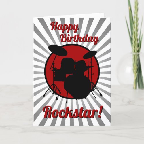 Drummer Birthday Card Musician Rockstar Drums Rock