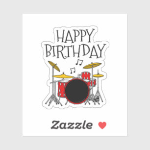 Drummer Birthday Drum Kit Musician Sticker
