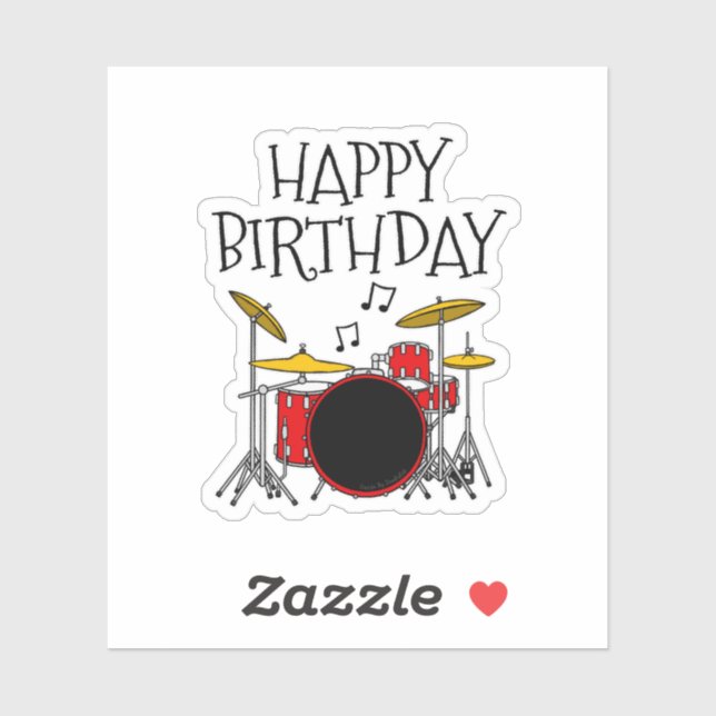Drummer Birthday Drum Kit Musician Sticker (Sheet)