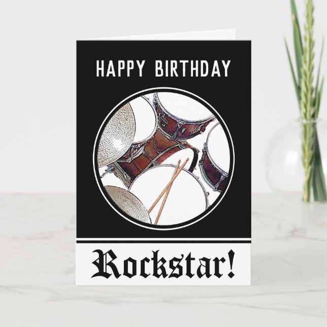Drummer Birthday Drum Rockstar Musician Drumming Card (Front)