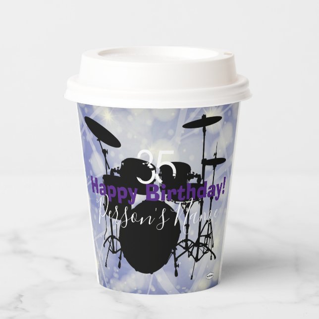 Drummer Birthday Paper Cups HAMbWG (Front)