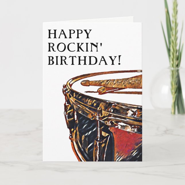 Drummer Birthday Snare Drum Drumstick Rock Music Card (Front)
