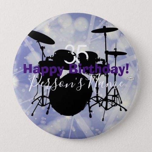 Drummer Birthday Theme Button HAMbWG