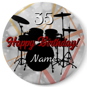 Drummer Birthday Theme Button HAMbWG