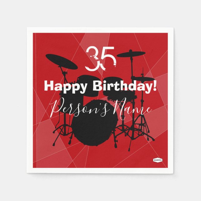 Drummer Birthday Theme Napkin HAMbWG (Front)