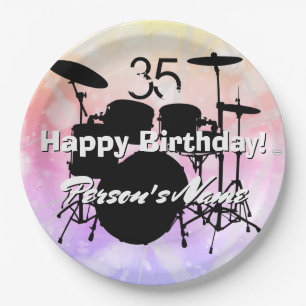 Drummer Birthday Theme Paper Plates HAMbWG