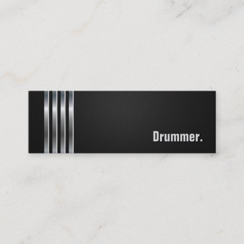 Drummer _ Black Silver Stripes Mini Business Card