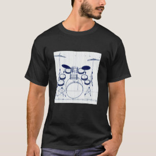 Drummer Blueprint Style Vintage Drummers Drum Set T-Shirt