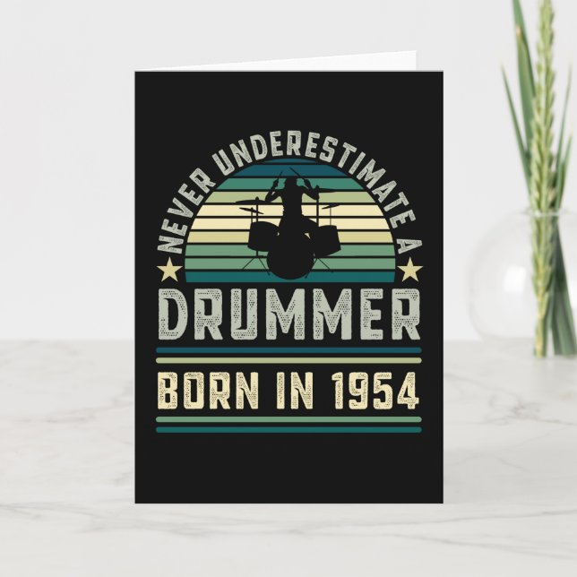 Drummer born 1954 70th Birthday Drumming Gifts Card (Front)