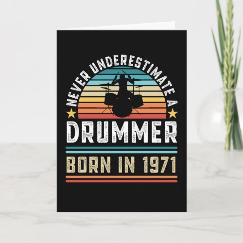 Drummer born 1971 50th Birthday Drumming Gift Card
