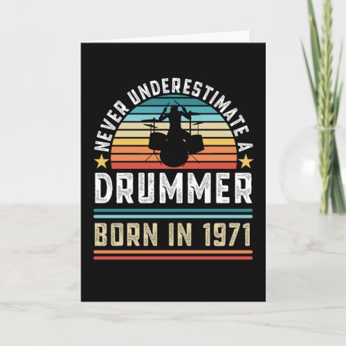 Drummer born 1972 50th Birthday Drumming Gift Card