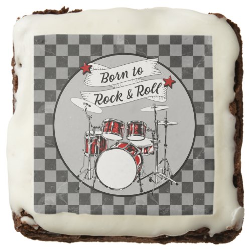 Drummer Born to Rock  Roll Drum Musician Party Brownie