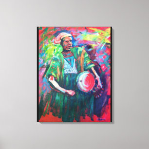 drummer boy 1, Mojisola A Gbadamosi Okubule Oil... Canvas Print
