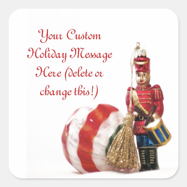 Drummer Boy and Christmas Ball Square Sticker (Front)