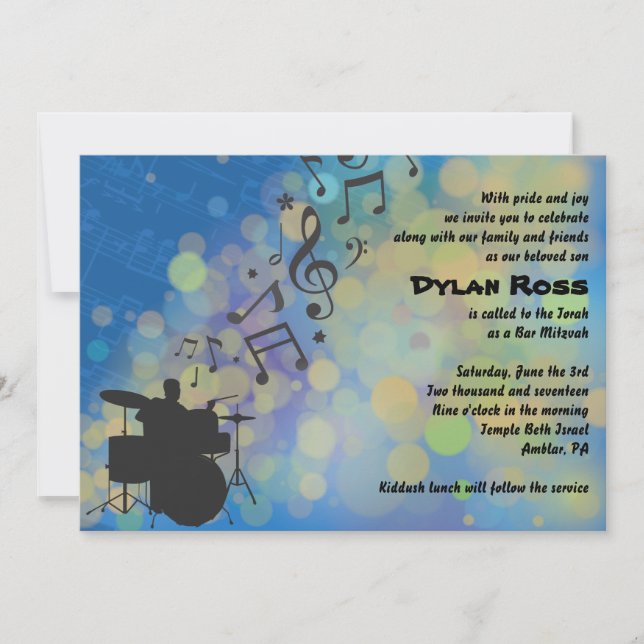 Drummer Boy  Bar Mitzvah Invitation (Front)